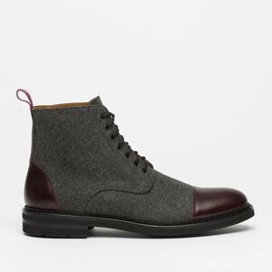Taft The Jack Boots in Grey/Oxblood Wool/Leather Boots Sz: US 13 , EU 46